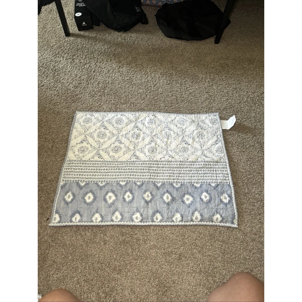 Sonoma Quilted Cotton Pillow Covers Aztec Hobo Comfort Home Casual Blue White 3